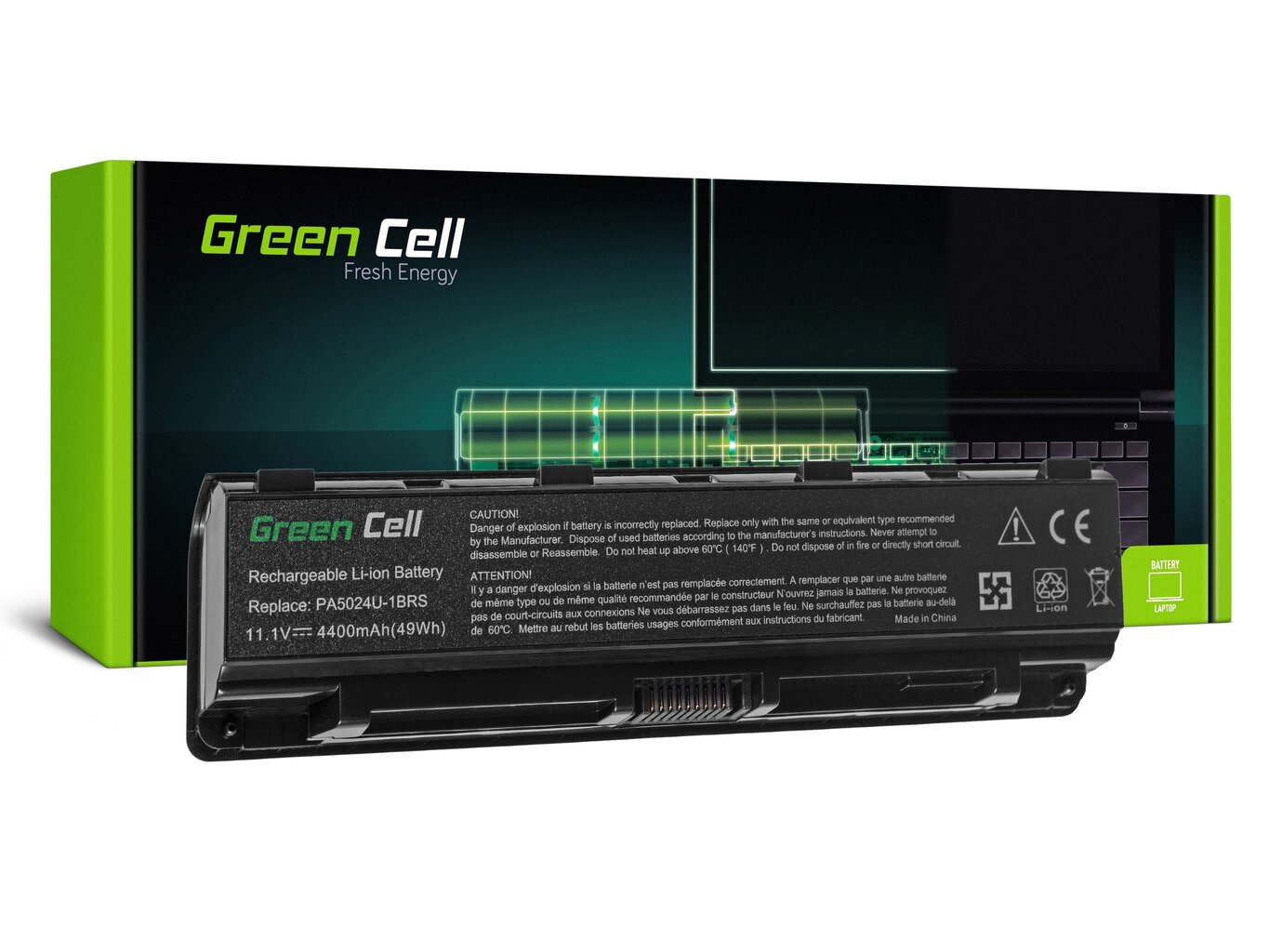 Green Cell Laptop Battery for Toshiba Satellite C850 C855 C870 L850 L855 kaina ir informacija | Akumuliatoriai nešiojamiems kompiuteriams | pigu.lt