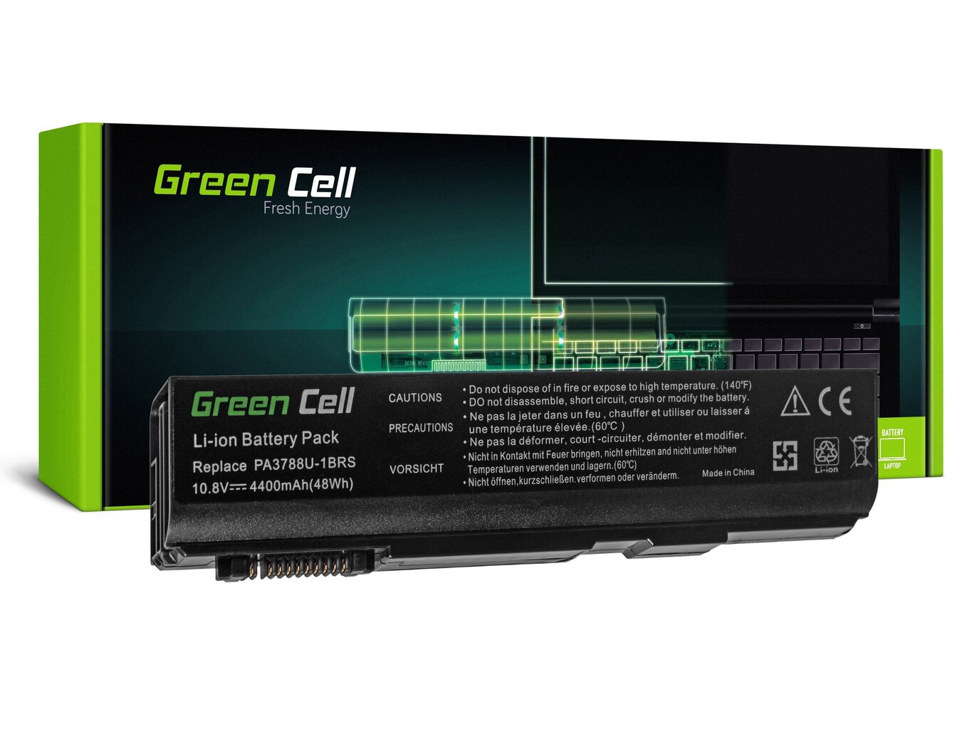 Green Cell Laptop Battery for Toshiba DynaBook Satellite L35 L40 L45 K40 B550 Tecra M11 A11 S11 S500 kaina ir informacija | Akumuliatoriai nešiojamiems kompiuteriams | pigu.lt
