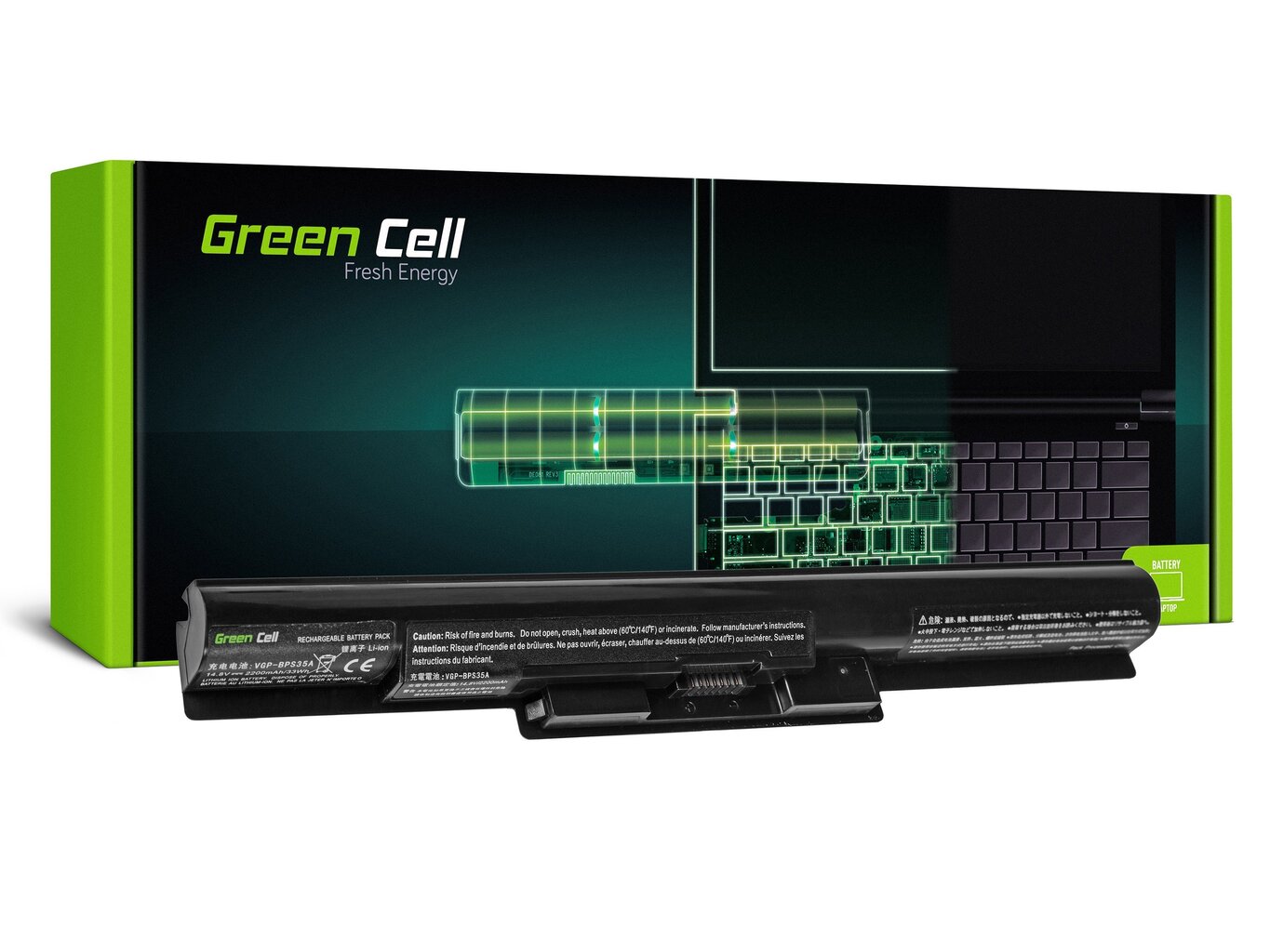 Green Cell Laptop Battery for Sony VAIO Fit 15E Fit 14E цена и информация | Akumuliatoriai nešiojamiems kompiuteriams | pigu.lt