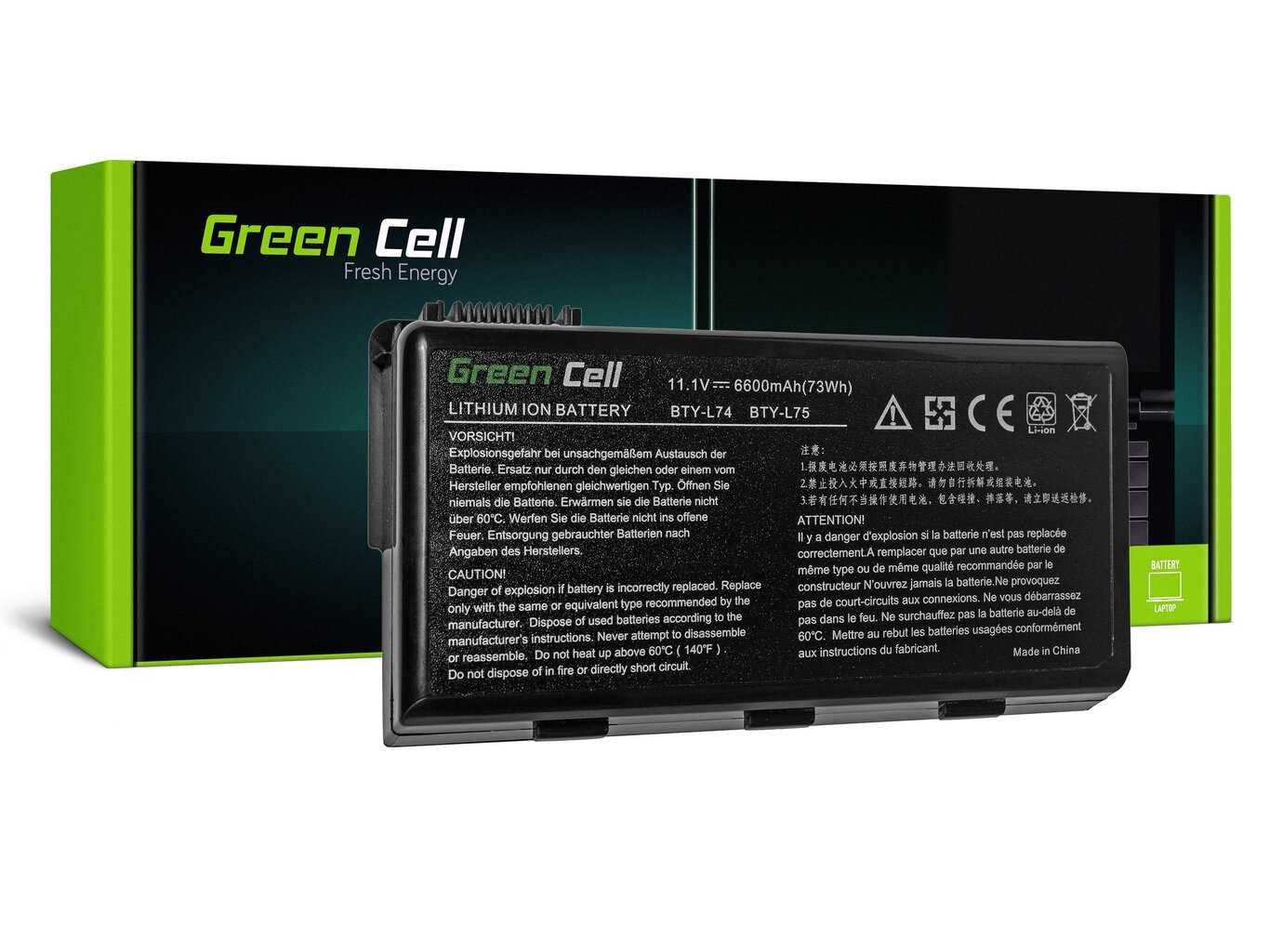 Green Cell Laptop Battery for MSI A6000 CR500 CR600 CR700 CX500 CX600 цена и информация | Akumuliatoriai nešiojamiems kompiuteriams | pigu.lt