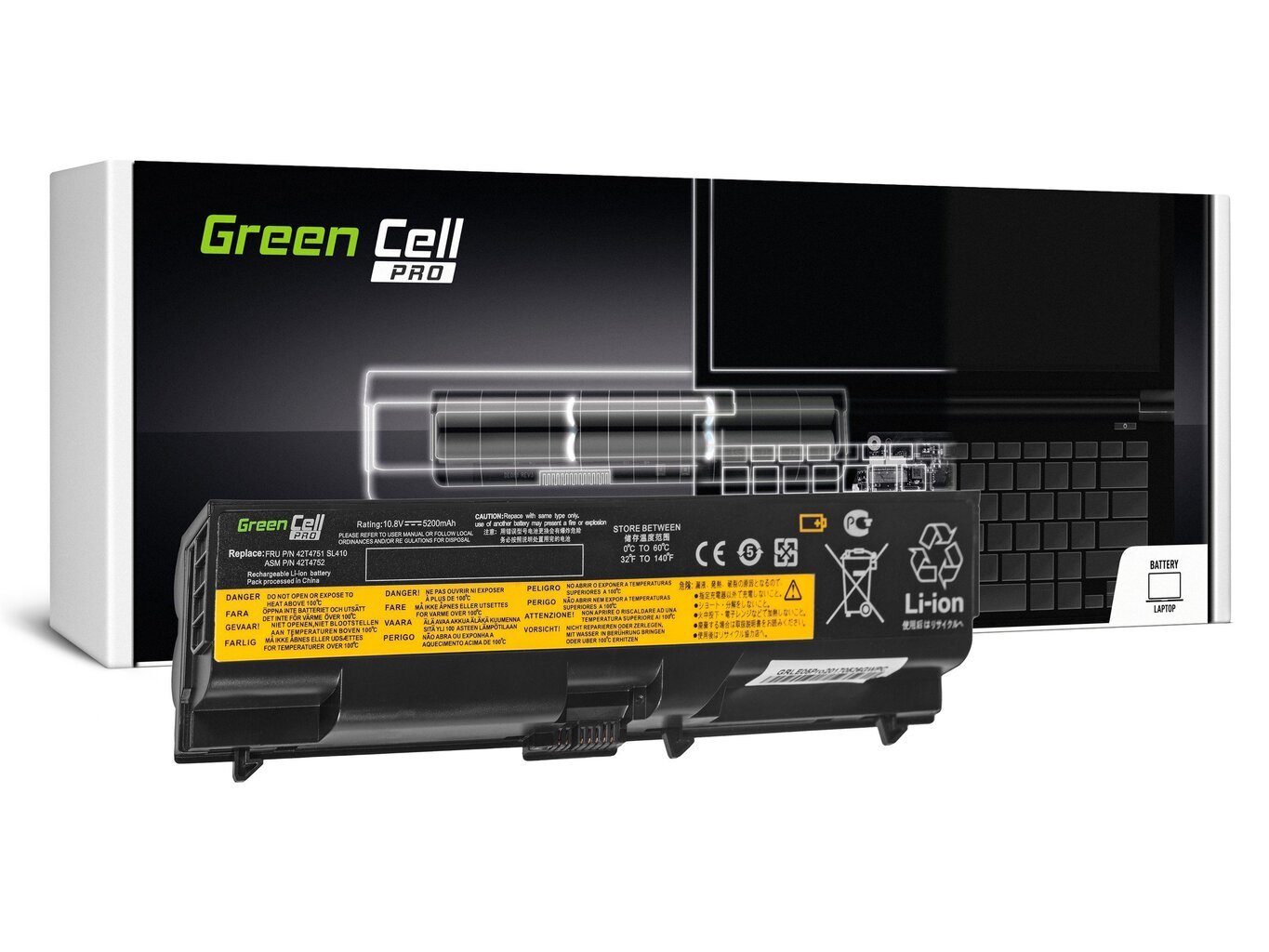 Green Cell PRO Laptop Battery for IBM Lenovo ThinkPad T410 T420 T510 T520 W510 Edge 14 15 E525 цена и информация | Akumuliatoriai nešiojamiems kompiuteriams | pigu.lt