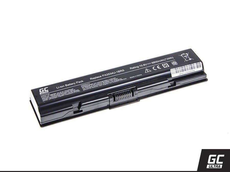 Green Cell Ultra Laptop Battery for Toshiba Satellite A200 A300 A500 L200 L300 L500 6800mAh kaina ir informacija | Akumuliatoriai nešiojamiems kompiuteriams | pigu.lt