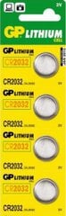 GP Bateria Cell CR2032 220mAh 4 szt. цена и информация | Аккумуляторы для фотоаппаратов | pigu.lt