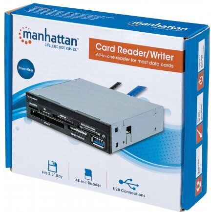Atminties kortelių skaitytuvas Manhattan 48-in-1, USB 3.0, vidinis, 3,5" цена и информация | Adapteriai, USB šakotuvai | pigu.lt