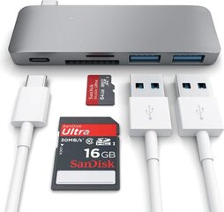 Адаптер 3-в-1 Satechi USB-C, серый цена и информация | Адаптеры, USB-разветвители | pigu.lt