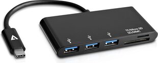 V7 V7UC3U-HUB-BLK-1E kaina ir informacija | Adapteriai, USB šakotuvai | pigu.lt