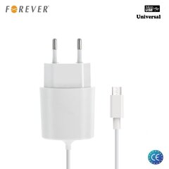 Forever Универсальная 5V 2.1A Micro USB Проводная 1.2m Сетевая Зарядка Телефона / Планшетный ПК (Euro CE) Белый цена и информация | Зарядные устройства для телефонов | pigu.lt