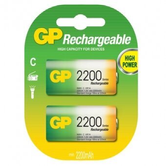 GP NiMH 2200 mAh (C) 2vnt. kaina ir informacija | Elementai | pigu.lt