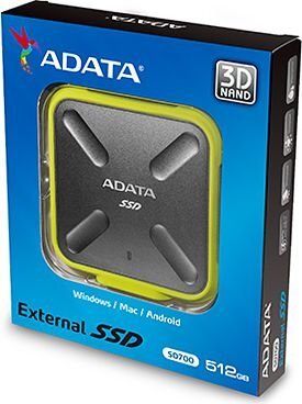 Adata SD700 1TB, Geltona kaina ir informacija | Išoriniai kietieji diskai (SSD, HDD) | pigu.lt
