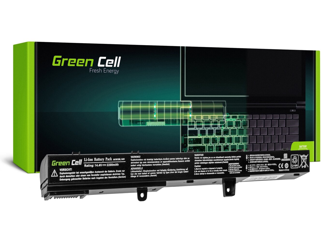 Green Cell Laptop Battery for R508 R556LD R509 X551 X551C X551M X551CA X551MA X551MAV цена и информация | Akumuliatoriai nešiojamiems kompiuteriams | pigu.lt