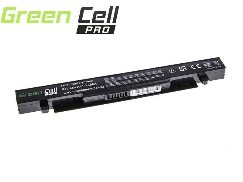 Green Cell PRO Laptop Battery A41-X550A for A450 A550 R510 R510CA X550 X550CA X550CC X550VC 2600mAh kaina ir informacija | Akumuliatoriai nešiojamiems kompiuteriams | pigu.lt