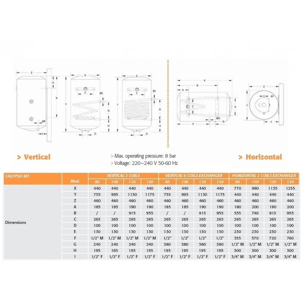Kombinuotas vandens šildytuvas Ferroli CALYPSO MT 150, vertikalus kaina ir informacija | Vandens šildytuvai | pigu.lt