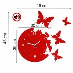 Sieninis laikrodis Skrajojantys drugeliai. Apvalus su skaičiais kaina ir informacija | Laikrodžiai | pigu.lt