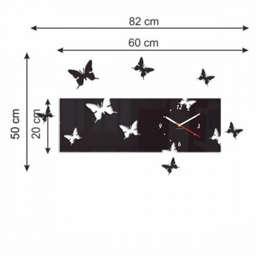 Sieninis laikrodis Skrajojantys drugeliai. Horizontalus kaina ir informacija | Laikrodžiai | pigu.lt