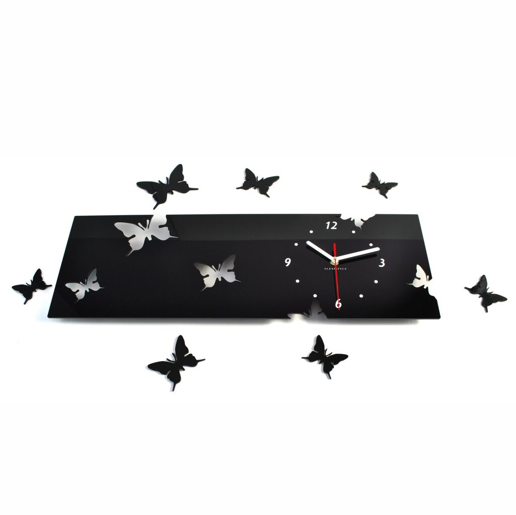 Sieninis laikrodis Skrajojantys drugeliai. Horizontalus kaina ir informacija | Laikrodžiai | pigu.lt