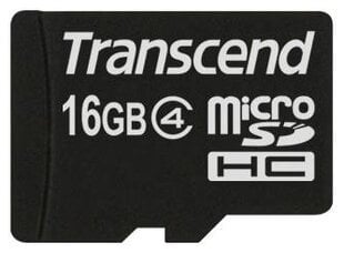 Transcend Micro SDHC 16GB Card Class 4 - TS16GUSDC4 kaina ir informacija | Atminties kortelės telefonams | pigu.lt