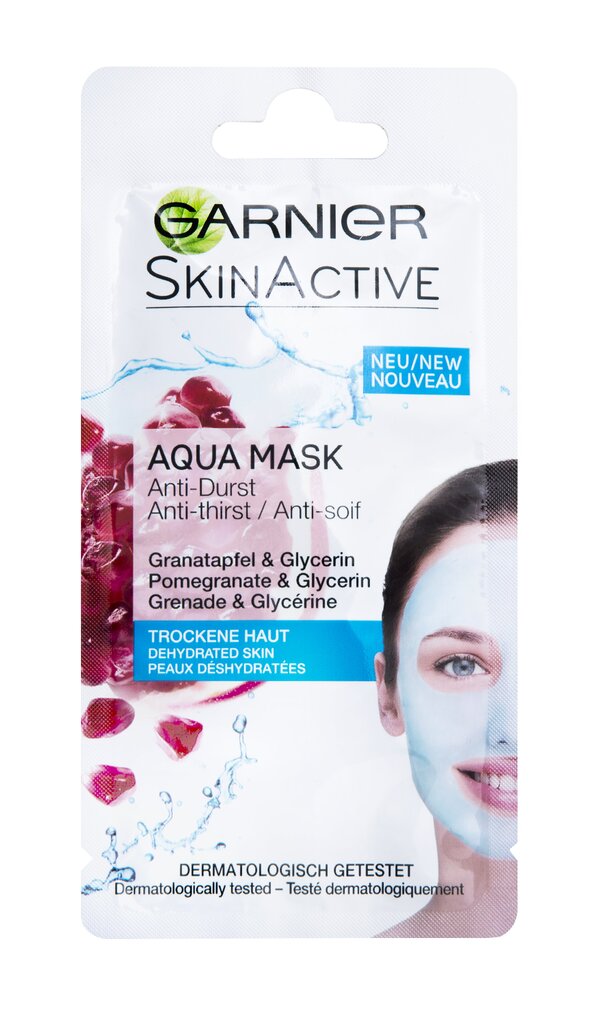 Drėkinamoji kaukė sausai odai Garnier Skin Active Aqua, 8 ml kaina ir informacija | Veido kaukės, paakių kaukės | pigu.lt
