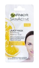 Garnier Drėkinamoji kaukė su citrinų ekstraktu blizgiai ir pavargusiai odai Aktyvi (Juicy Mask) 8 ml kaina ir informacija | Veido kaukės, paakių kaukės | pigu.lt