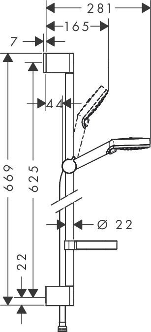 HANSGROHE Crometta Dušo komplektas 100 Vario su dušo juostele 65 cm 26553400 kaina ir informacija | Dušo komplektai ir panelės | pigu.lt