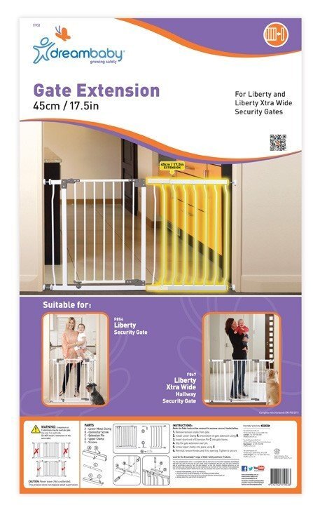 Saugos vartelių praplatinimas Dreambaby® Liberty, 45x76 cm цена и информация | Saugos varteliai, apsaugos | pigu.lt