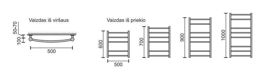 Rankšluosčių džiovintuvas Rosela Sonata, 500x600 mm kaina ir informacija | Gyvatukai, vonios radiatoriai | pigu.lt