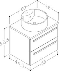 Шкафчик для ванной с раковиной Serena Retro Rondo 60 см, черный / белый цена и информация | Шкафчики для ванной | pigu.lt