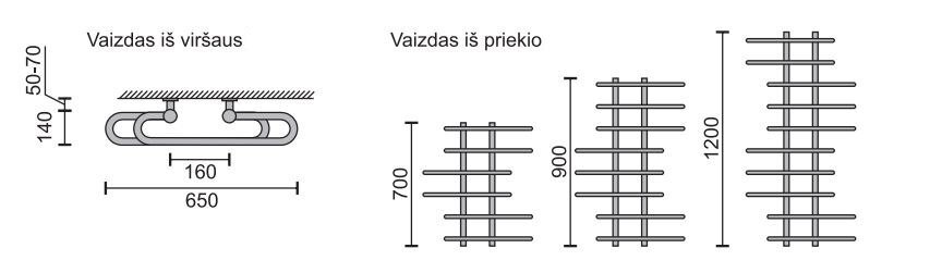 Rankšluosčių džiovintuvas Rosela Akord, Matinis plientas, 650x700 mm, 340W цена и информация | Gyvatukai, vonios radiatoriai | pigu.lt