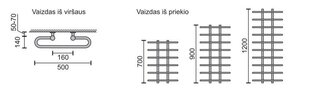 Rankšluosčių džiovintuvas Rosela Gama, Poliruotas plienas, 500x700 mm, 340W kaina ir informacija | Rosela Santechnika, remontas, šildymas | pigu.lt