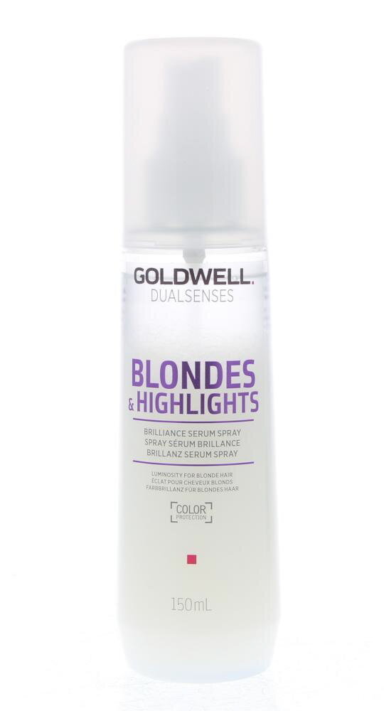 Blizgesio plaukams suteikiantis purškiamas dvifazis serumas Goldwell Dualsenses Blondes & Highlights, 150 ml цена и информация | Priemonės plaukų stiprinimui | pigu.lt