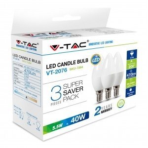 LED lemputės, E14, 5,5W, 3vnt kaina ir informacija | Elektros lemputės | pigu.lt