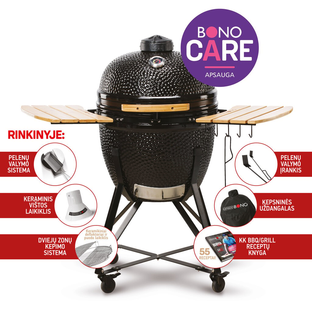 Keraminė kepsninė KAMADO BONO GRANDE 59cm kaina ir informacija | Kepsninės, griliai | pigu.lt