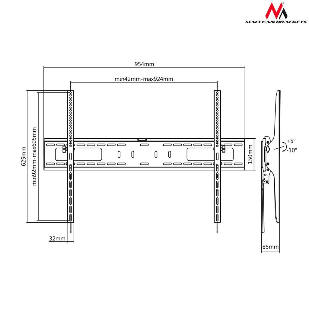 Maclean MC-750 60-100” цена и информация | Televizorių laikikliai, tvirtinimai | pigu.lt