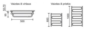Rankšluosčių džiovintuvas Rosela W, 500x600 mm, 280W kaina ir informacija | Gyvatukai, vonios radiatoriai | pigu.lt