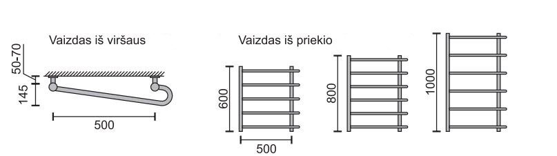 Rankšluosčių džiovintuvas Rosela H, 500x600 mm, 250W kaina ir informacija | Gyvatukai, vonios radiatoriai | pigu.lt