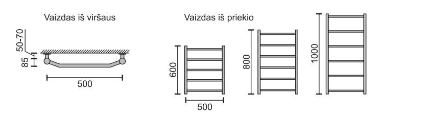 Rankšluosčių džiovintuvas Rosela E, 500x600 mm, 250W цена и информация | Gyvatukai, vonios radiatoriai | pigu.lt