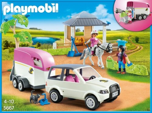 5667 Playmobil Žirgynas su arklių transporteriu, 25 d. kaina ir informacija | Konstruktoriai ir kaladėlės | pigu.lt