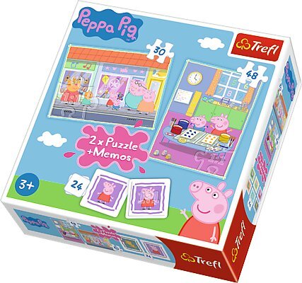 Dėlionių rinkinys Trefl 2 in 1 "Kiaulytė Pepa"+ memo kortos, 30+48 d. kaina ir informacija | Dėlionės (puzzle) | pigu.lt