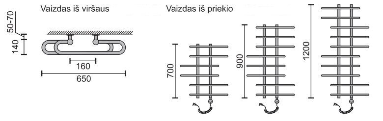 Elektrinis rankšluosčių džiovintuvas Rosela Akord su kaitinimo elementu, Poliruotas plienas, 650x700 mm, 200W kaina ir informacija | Gyvatukai, vonios radiatoriai | pigu.lt