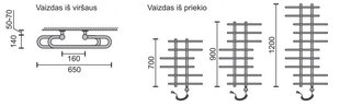 Elektrinis rankšluosčių džiovintuvas Rosela Akord su kaitinimo elementu, Matinis plientas, 650x700 mm, 200W kaina ir informacija | Rosela Santechnika, remontas, šildymas | pigu.lt