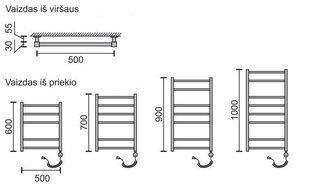 Elektrinis rankšluosčių džiovintuvas Rosela Kantata su kaitinimo elementu, 500x600 mm, 200W цена и информация | Полотенцесушители | pigu.lt