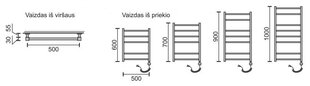 Elektrinis rankšluosčių džiovintuvas Rosela Round su kaitinimo elementu, 500x600 mm, 200W kaina ir informacija | Gyvatukai, vonios radiatoriai | pigu.lt