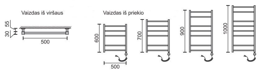 Elektrinis rankšluosčių džiovintuvas Rosela Round su kaitinimo elementu, 500x600 mm, 200W цена и информация | Gyvatukai, vonios radiatoriai | pigu.lt