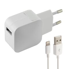 Зарядное для розетки + Кабель для быстрой зарядки Lightning FMI KSIX 2.4A USB iPhone цена и информация | Зарядные устройства для телефонов | pigu.lt