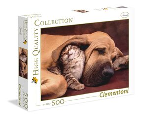 Dėlionė Clementoni High Quality Collectin Cuddles (Šuo su kačiuku), 35020, 500 d. kaina ir informacija | Dėlionės (puzzle) | pigu.lt