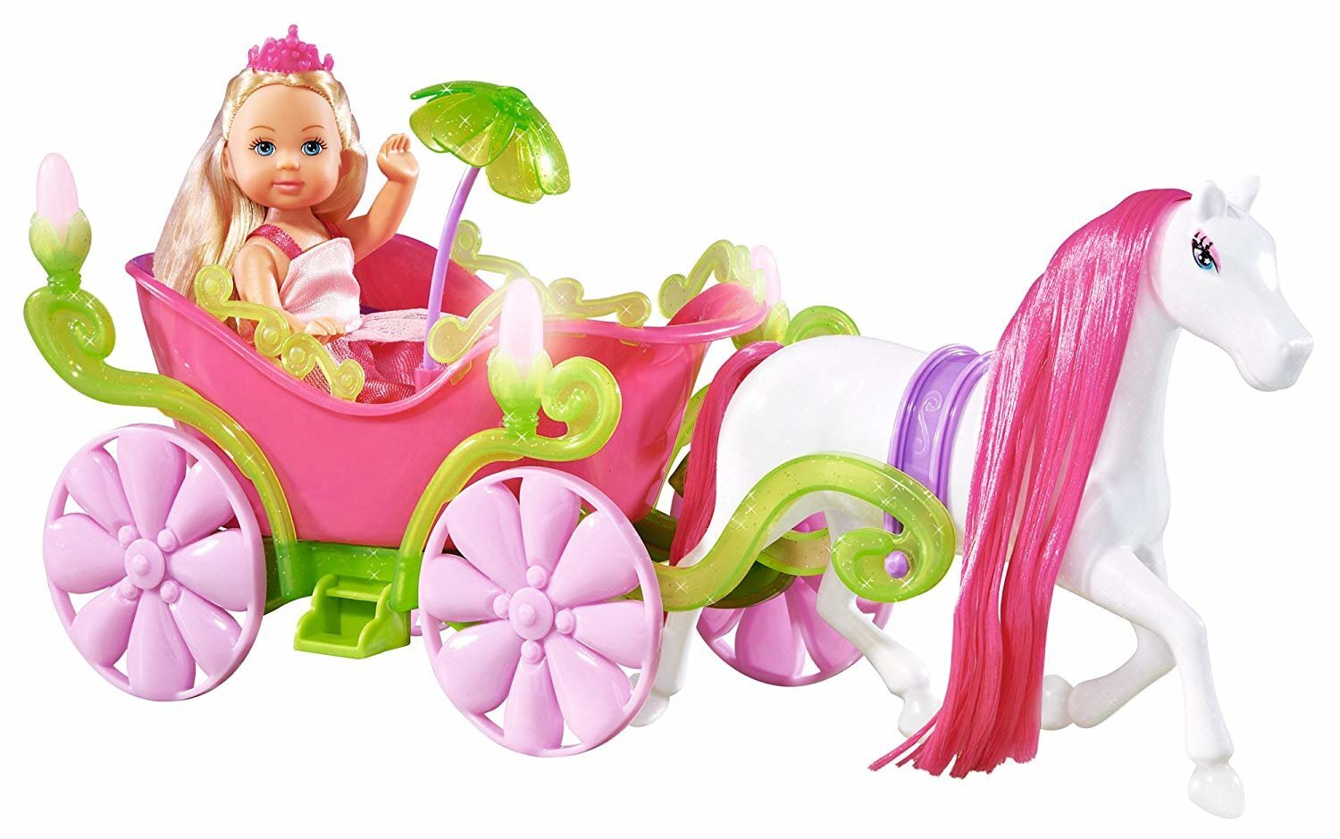 Lėlė su karieta ir žirgu Simba Evi Love, 12 cm цена и информация | Žaislai mergaitėms | pigu.lt