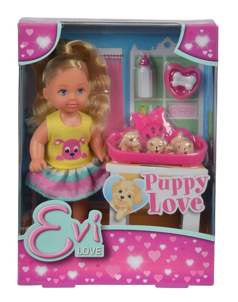 Lėlytė ir šuniukų šeima Simba Evi Love, 12 cm цена и информация | Žaislai mergaitėms | pigu.lt