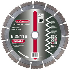 Диск пилы алмазный 230x22,23 мм, профессиональный, UP, Metabo цена и информация | Запчасти для садовой техники | pigu.lt