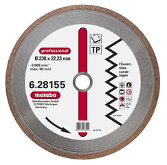 Deimantinis pjovimo diskas Metabo, 230x22,23 mm kaina ir informacija | Sodo technikos dalys | pigu.lt