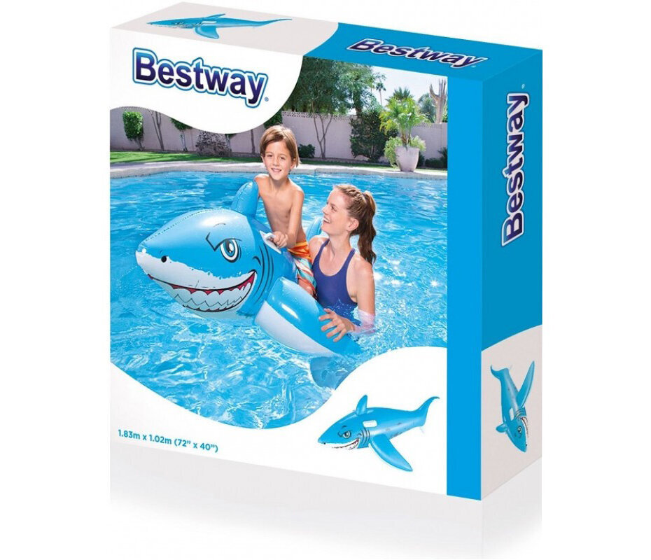 Pripučiamas žaislas Bestway Shark Ride-on, 185x112 cm kaina ir informacija | Pripučiamos ir paplūdimio prekės | pigu.lt