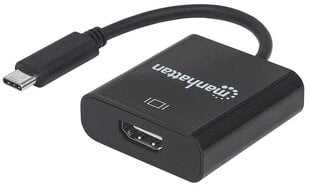 Adapteris Manhattan AV USB-C 3.1 į HDMI M/F 1080P/4K, juodas kaina ir informacija | Laidai telefonams | pigu.lt
